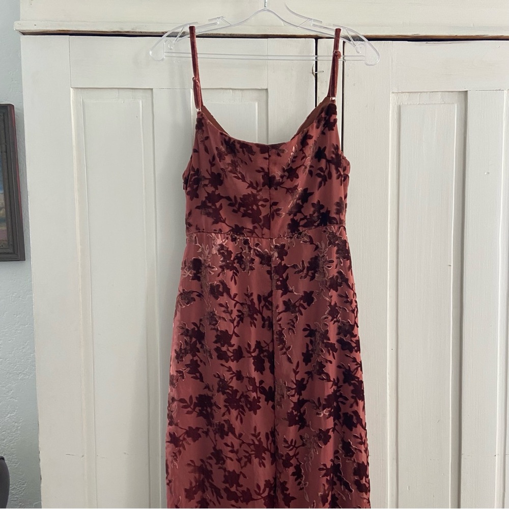 Skye Floral Burnout Velvet Dress Terracotta - Picture 10 of 16
